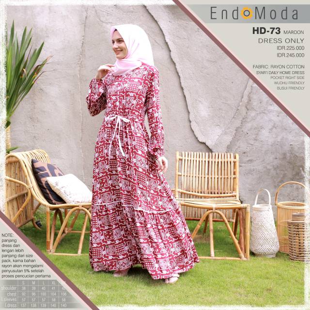 New Limited Dress Endomoda HD 73 Maroon Murah