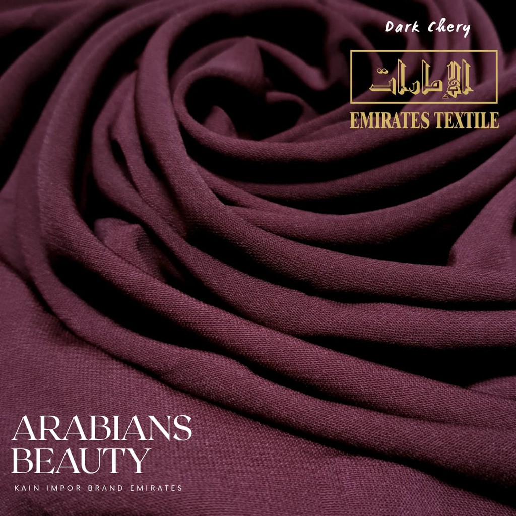 Kain impor emirates textile warna dark cherry emboss arabians beauty