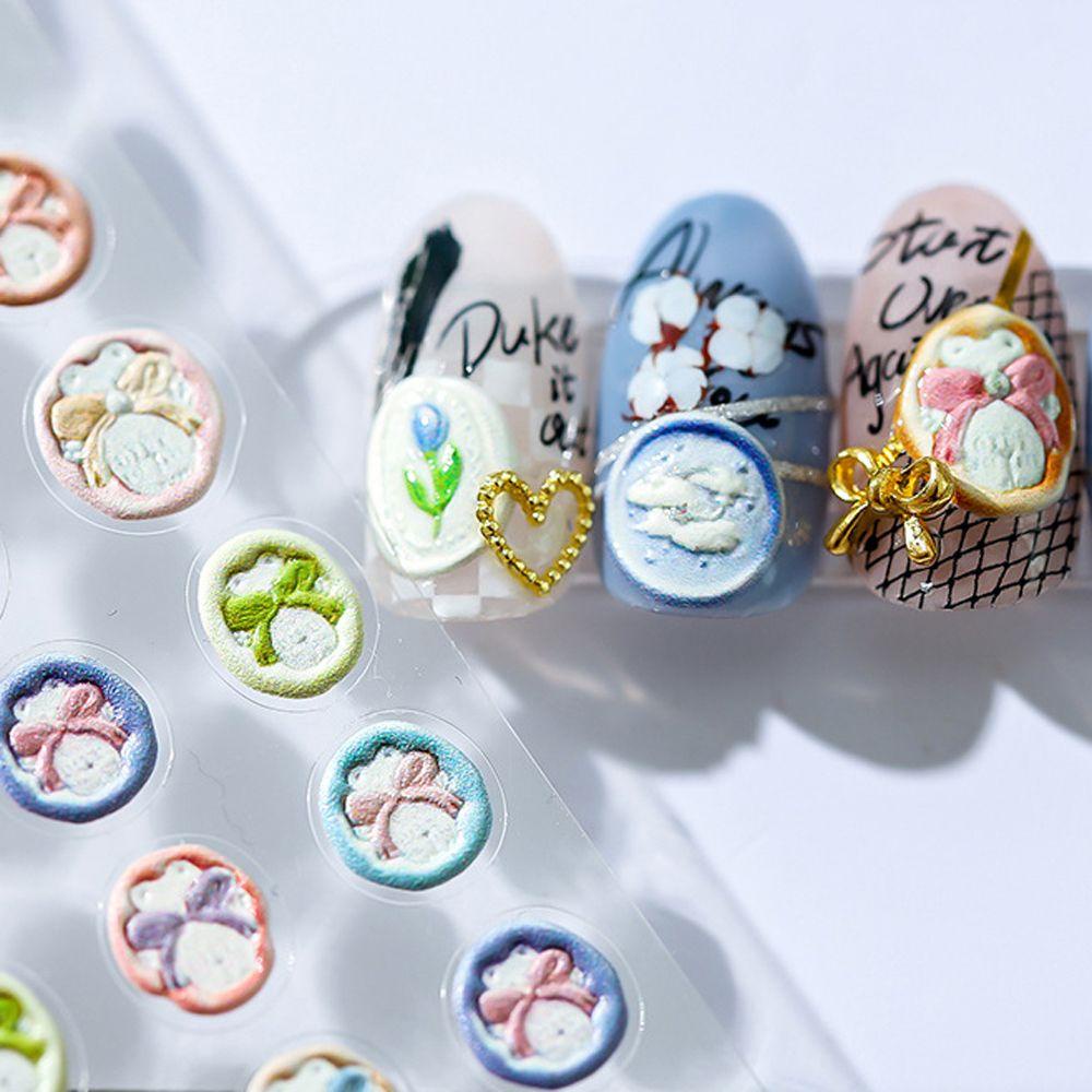 Needway Kartun Stiker Kuku Lucu Fashion Chipmunk Cinta Hati Perekat Diri DIY Nail Art Dekorasi