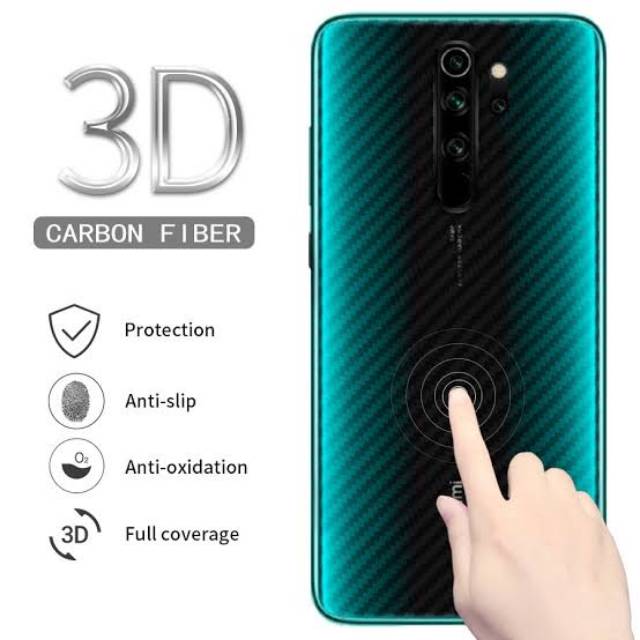 CARBON BACK SKIN 3D REDMI NOTE 8 / 8 PRO - anti gores pelindung belakang / skin hp / garskin