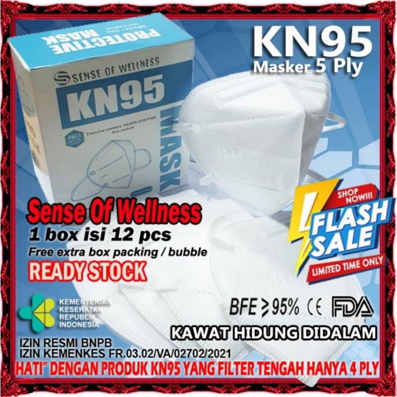 Masker Sense of Wellness KN95 5ply earloop disposable mask bedah medis