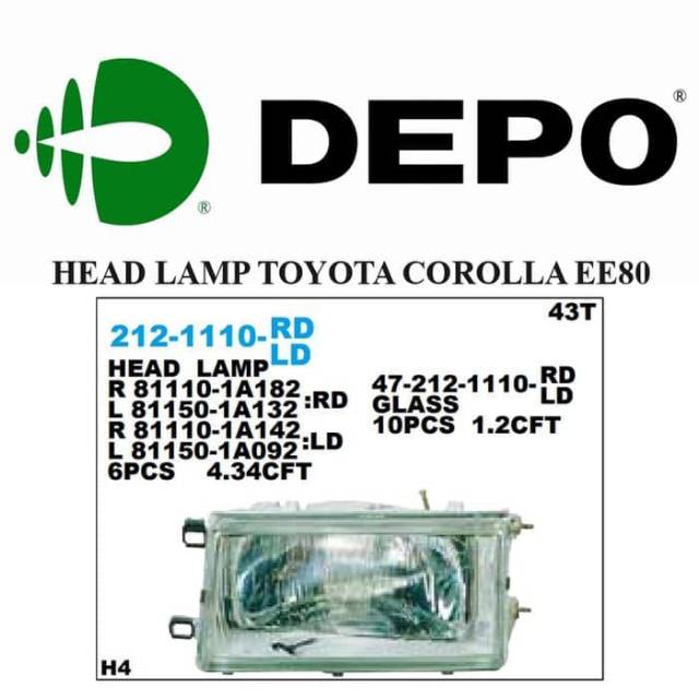 Lampu Depan Head Lamp Toyota Corolla EE80 1986 1987 Kanan / Kiri Depo