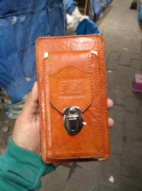 TERMURAH! DOMPET HP PRIA KULIT ASLI 9,5 x 16,5 x 5 cm WARNA COKLAT MUDA DAN TUA - SOUVENIR JOGJA