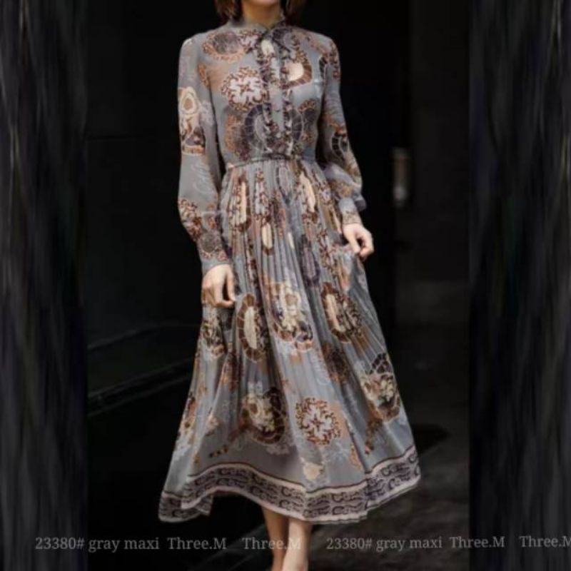 MDLV ~ 23380 GRAY MAXI DRESS MAXI GAMIS MAXI DRESS PREMIUM FASHION MUSLIM FASHION IMPORT