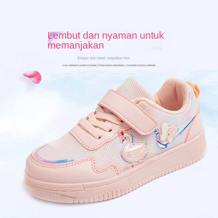 【ready stock】Sepatu anak perempuan sekolah velcro Kartun 4-15 tahun