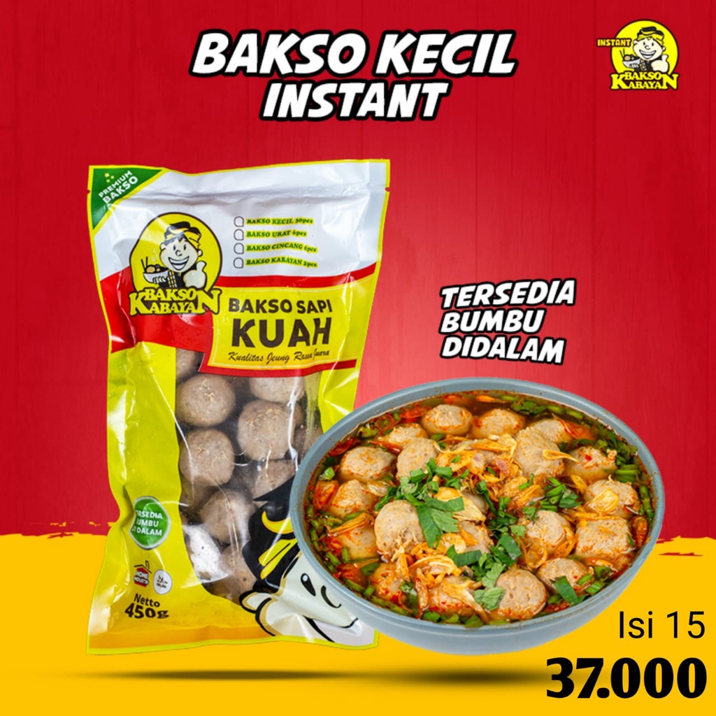 

Bakso Kecil instan Kabayan isi 15 dan 30 Praktis Tinggal Rebus