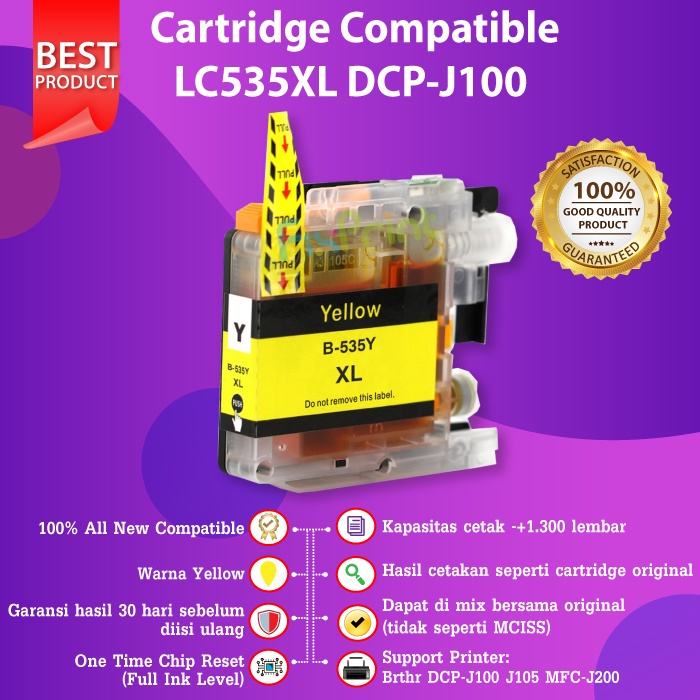 Cartridge Tinta Compatible LC535XL LC 535XL Brther DCP-J100 J105  MFC-J200 Black Cyan Magenta Yellow