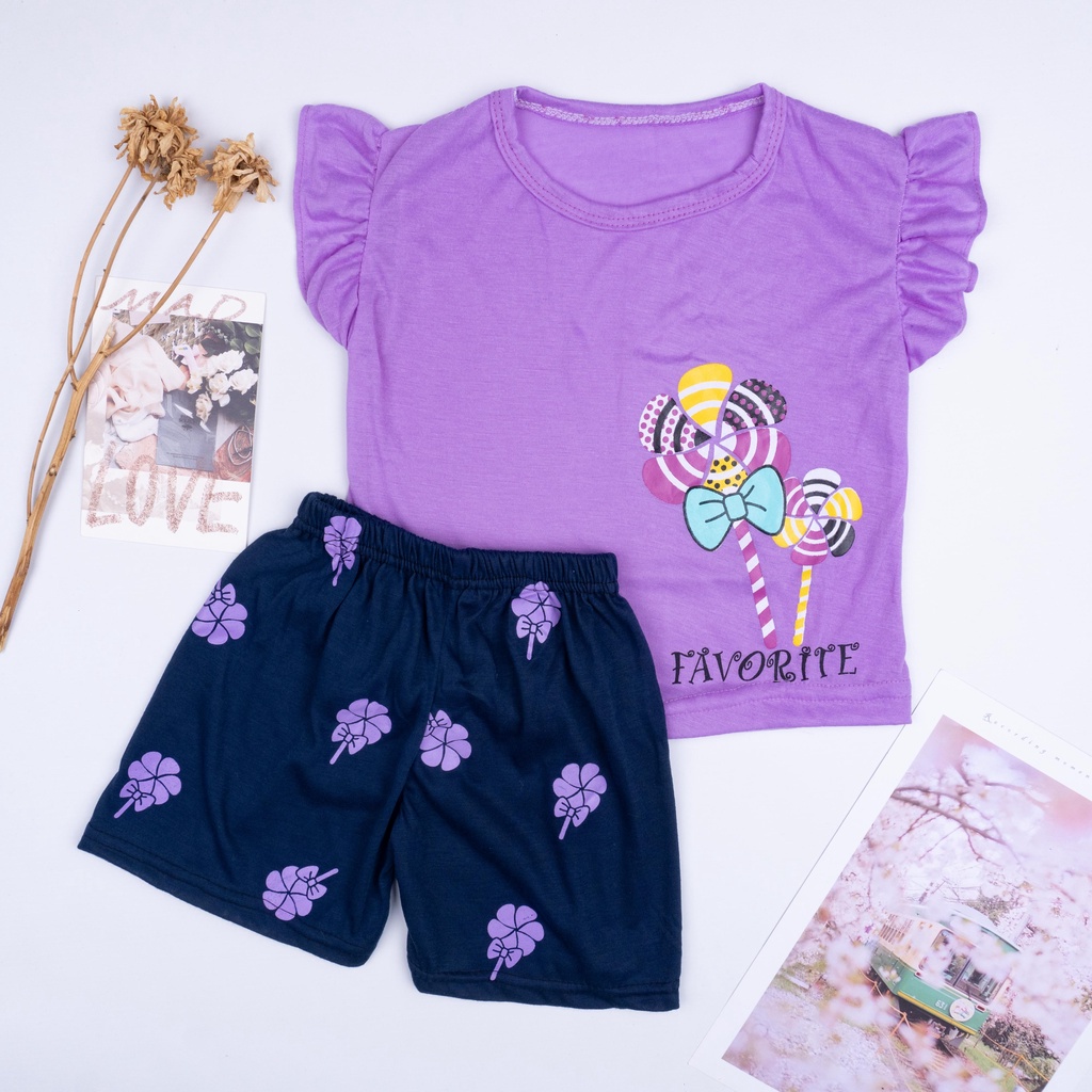 Terbaru SETELAN ANAK RUFFLE / SET BAJU ANAK CEWEK WISH / CALOUR FULL / WONDERFULL-CANDY UNGU