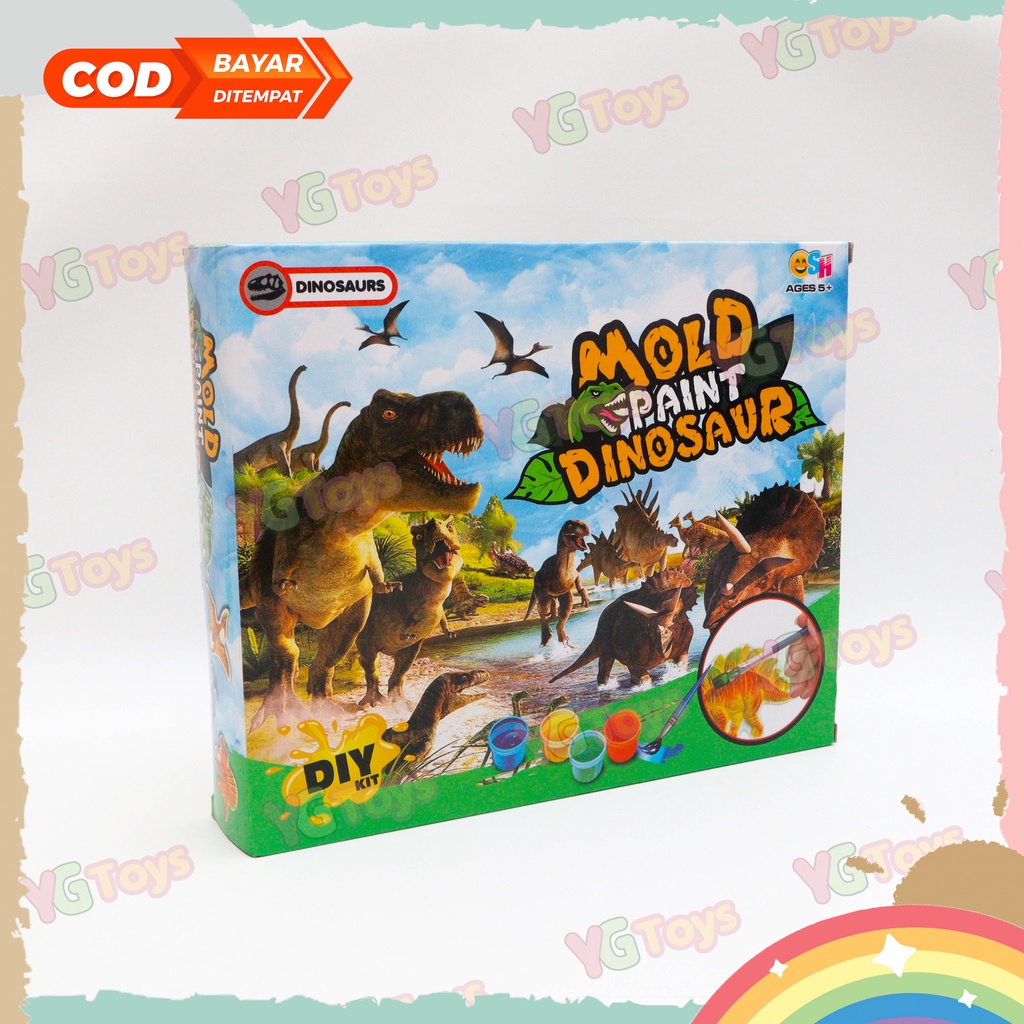 YGtoys Dino Mold Mainan Dinosaurus Dino DIY Painting Kit Set Melukis Mewarnai Patung Gypsum Anak Laki Laki Perempuan Edukatif