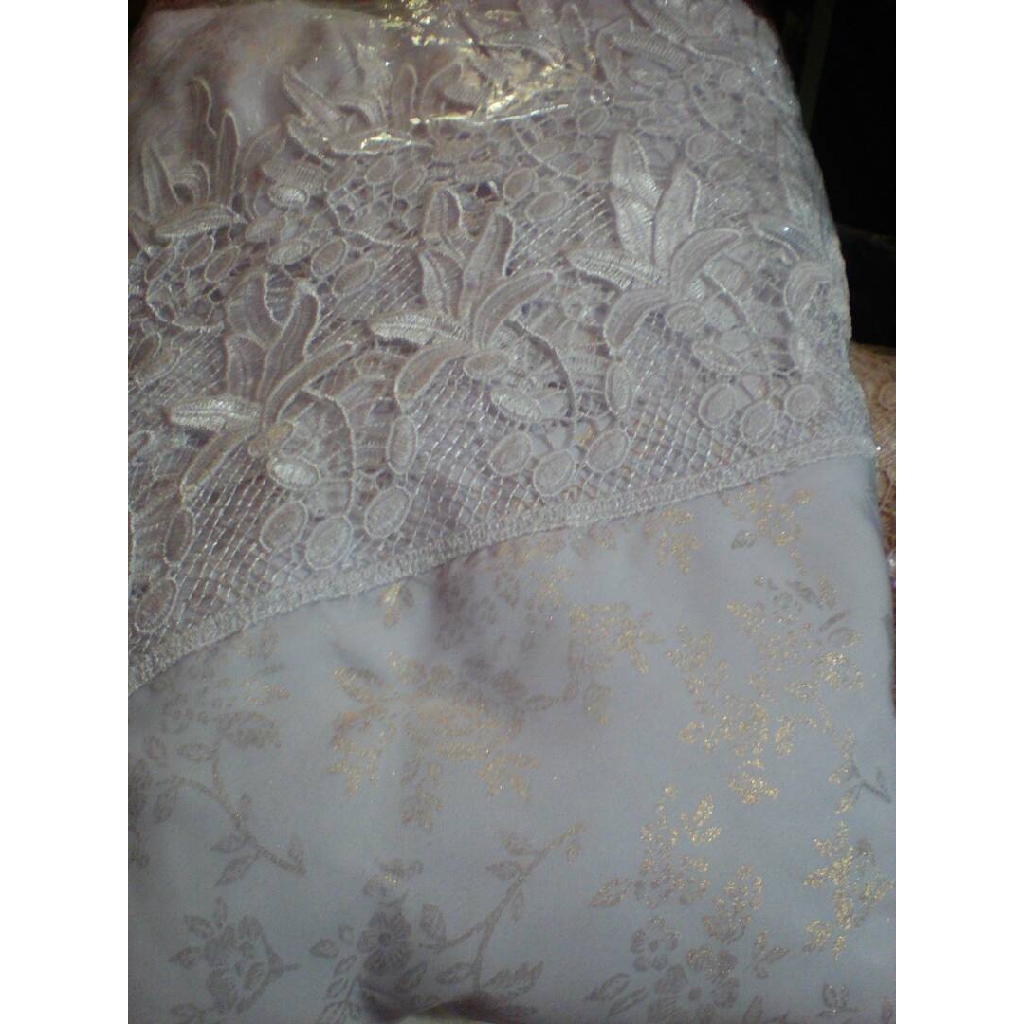 Mukena Dewasa Inaya Katun Foil, Mukena Putih Silk Gold