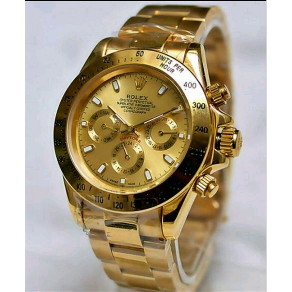 Jual Jam Tangan Pria Rolex Full Gold Chrono Aktif Daytona Super Diskon