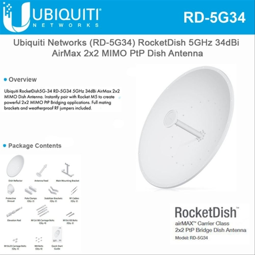 Ubiquiti RD-5G34 Rocket Dish 5GHz 34dBi