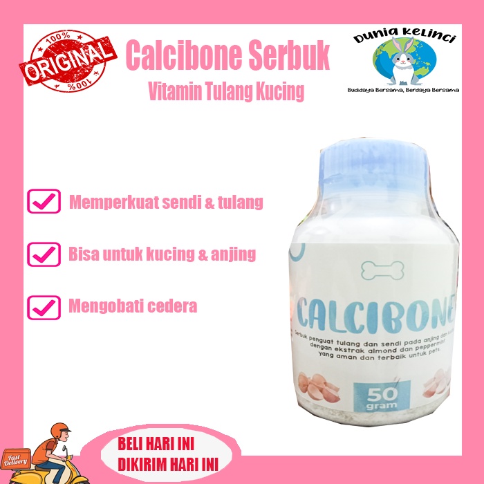 Suplemen Tulang Dan Sendi Kucing CALCIBONE SERBUK Keseleo Patah Jatuh