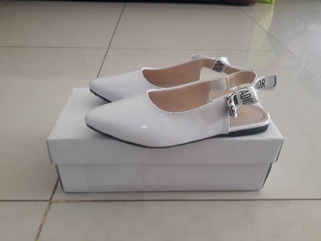 Ready 4 warna.. Sepatu Jdr Mirror Slingback Flat Shoes