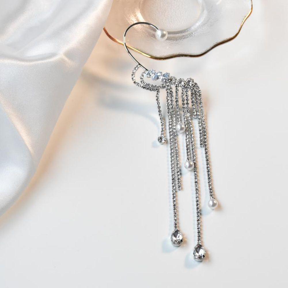 Mxbeauty Anting Tssel Kristal Multi-layer Retro Fashion Perhiasan Zirkon Kilat Gaya Korea Klip Telinga