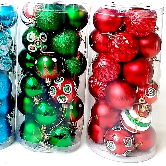 Bola Natal 6cm isi 24 Motif Mix Hiasan Pohon Natal Aksesories Premium Hiasan Natal Harga Grosir Termurah