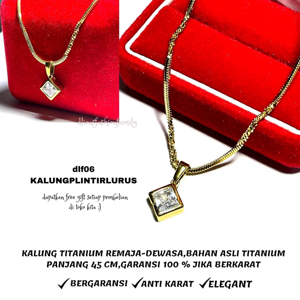 KALUNG TITANIUM WANITA TERLARIS,KALUNG TITANIUM EMAS,KALUNG DAN LIONTIN WANITA,REMAJA SAMPAI DEWASA,MODEL BANDUL PERSEGI