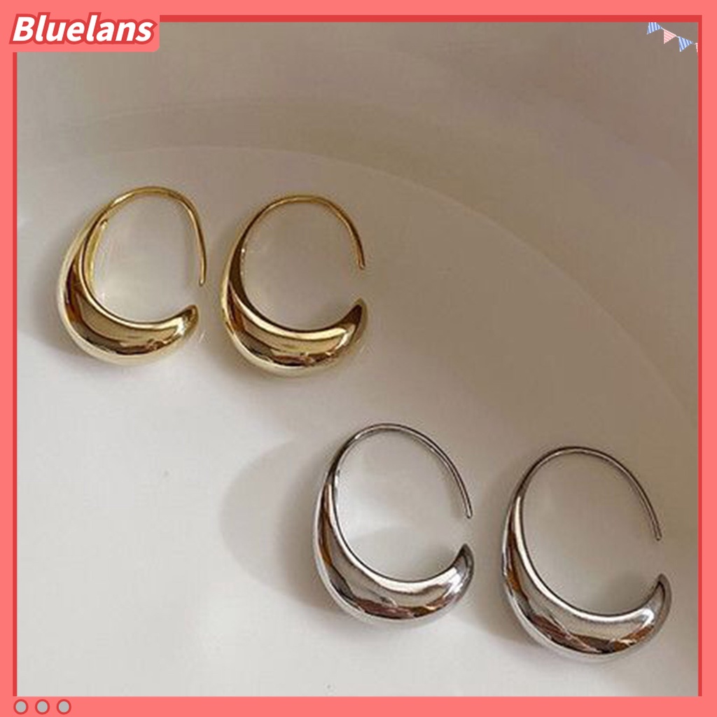 1 Pasang Anting Hoop Geometris Arc Ringan Indah Gaya Minimalis