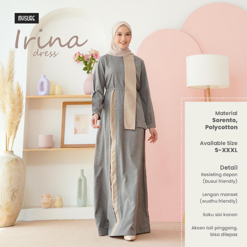 GAMIS IRINA DRESS GREYSTONE &amp; LATTE • MYSURE