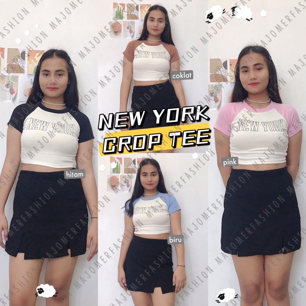 MAJOMER ® | NEW YORK KNIT RIB CROP TOP - KAOS CROP TEE