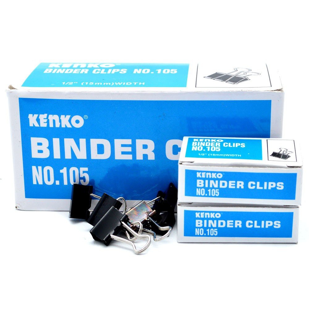 clip paper hitam kecil 105 isi 1 lusin klip penjepit kertas binder clip