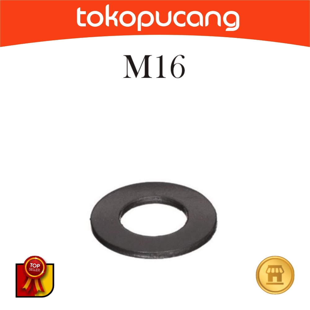 Ring plat besi M16 hitam (Flat Washer) Ring Plat M-16