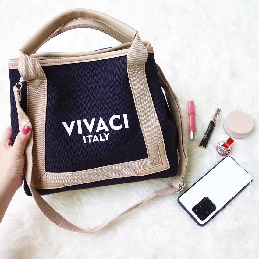 Tas Selempang Handbag Wanita Vivaci Canvas model Balen +Free Pouch - Skoola