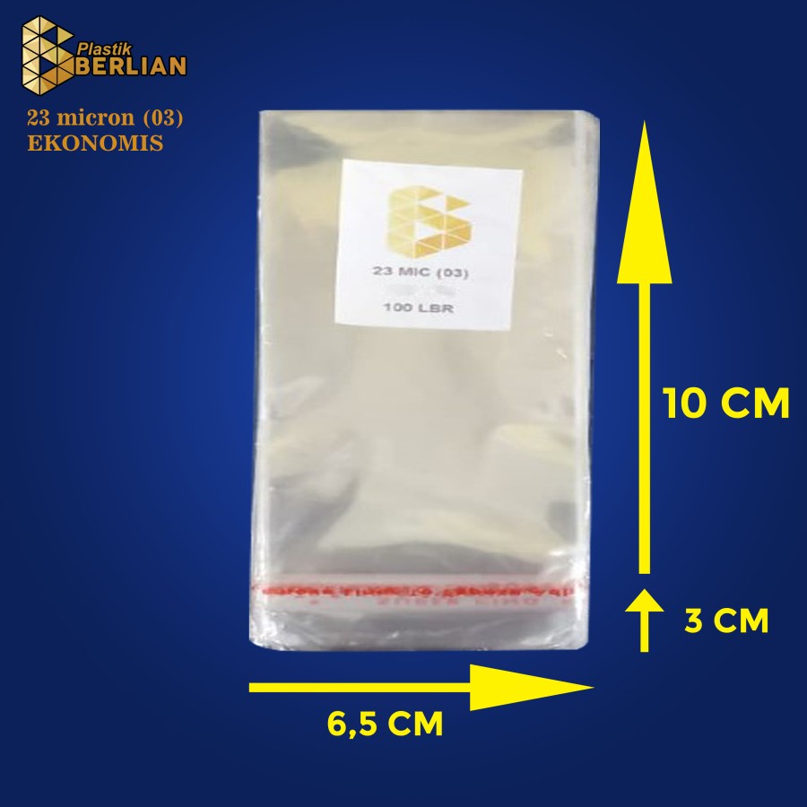 

6,5 x 10 cm Plastik OPP EKONOMIS 23micron (100 lbr) (lem/seal)