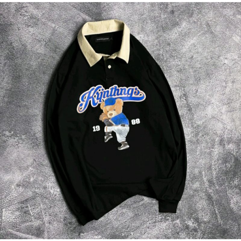 (3 MODEL) OLDSKOOL BASEBALL RUGBY SHIRT VINTAGE | Teddy Bear American Vintage Rugby Baseball Shirt