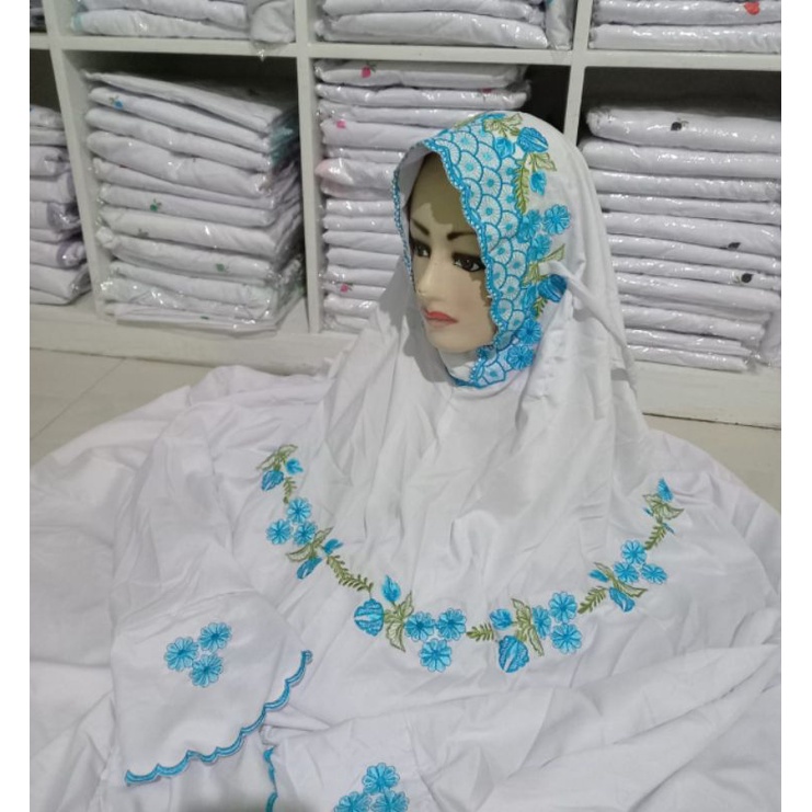 mukena terusan bordir polino super silk grade aaa