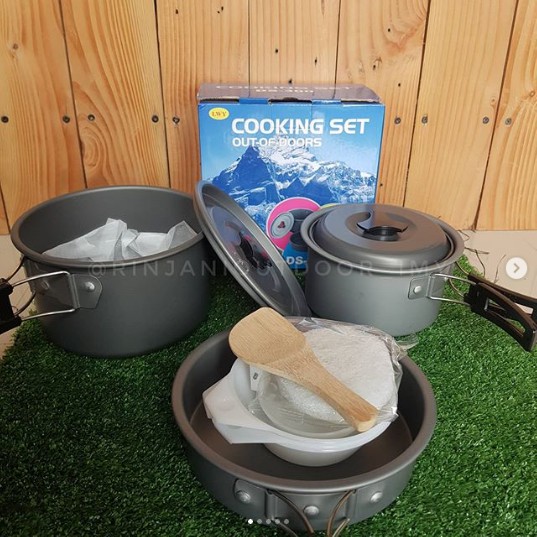 COOKING SET CAMPING DS-300 ALAT MASAK CAMPING LENGKAP NESTING CAMPING GUNUNG ANTI LENGKET ALAT MASAK