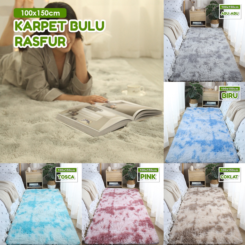 Karpet Bulu Anti Slip / Karpet Bulu Tebal Murah / Karpet Bulu Kekinian Minimalis / Karpet Bulat BerMotif Karpet Bulu Lantai Ombre Lembut (DD-3B)