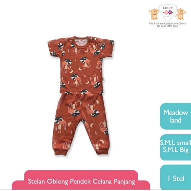 Libby Meadow Land Series Setelan Oblong Lengan Pendek Celana Panjang - Setelan Baju Anak