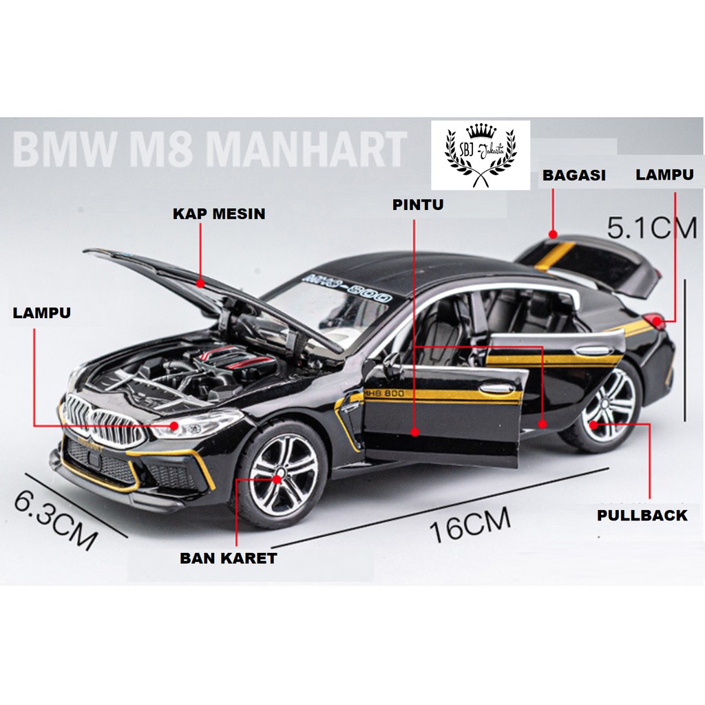 Diecast Miniatur Mobil BMW M8 MANHART Metal Collection Series Skala 1:32