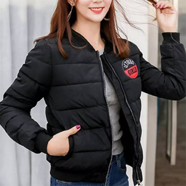Jaket winter wanita hitam terbaru model army police Garut