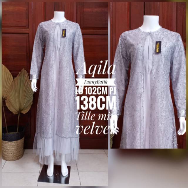 [BISA COD] Gamis Syari Mewah Aqilla Tille Mutiara Gaun Kondangan Pesta wedding Trendy