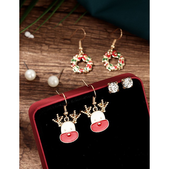 LRC Anting Gantung Fashion Color Christmas Cartoon Earrings D27991