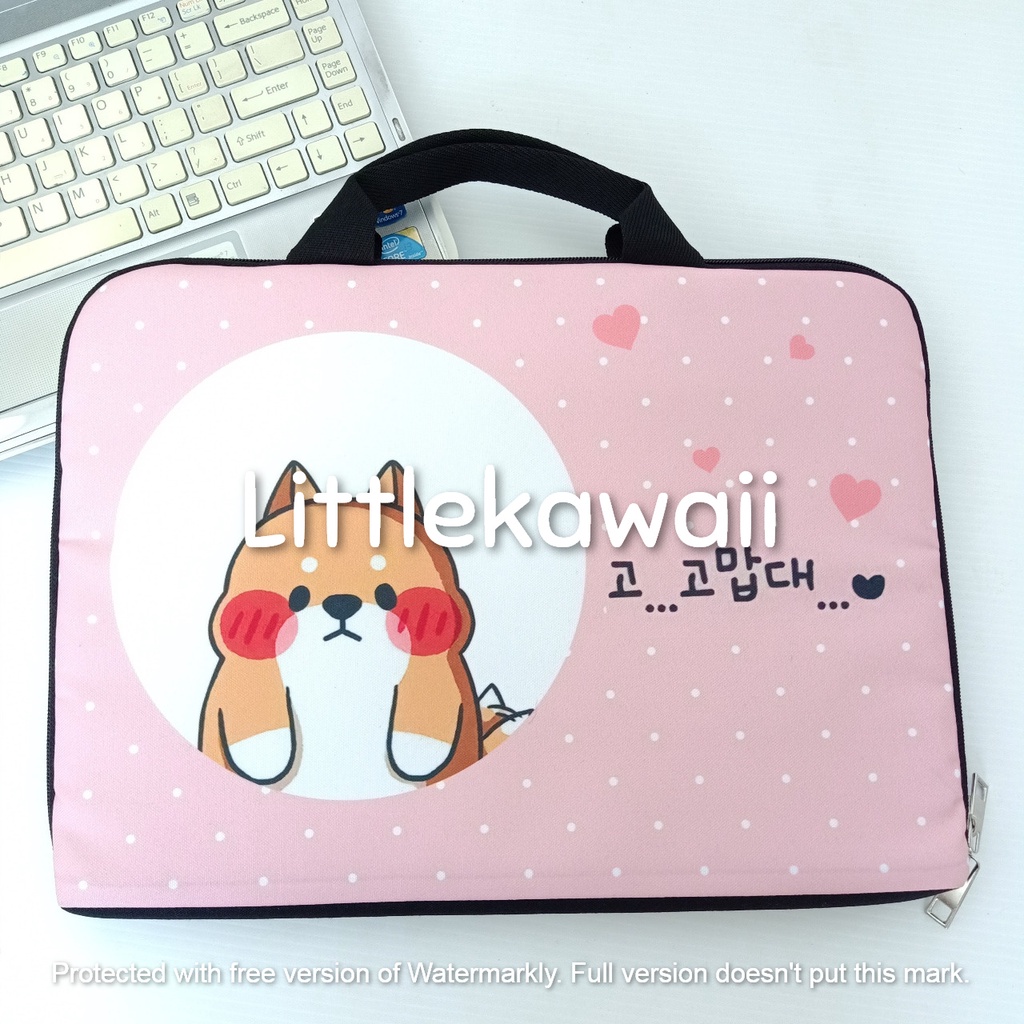 LK/Tas Laptop Cute Teen Remaja Quotes Dog Animal Motif Mix 14 Inch