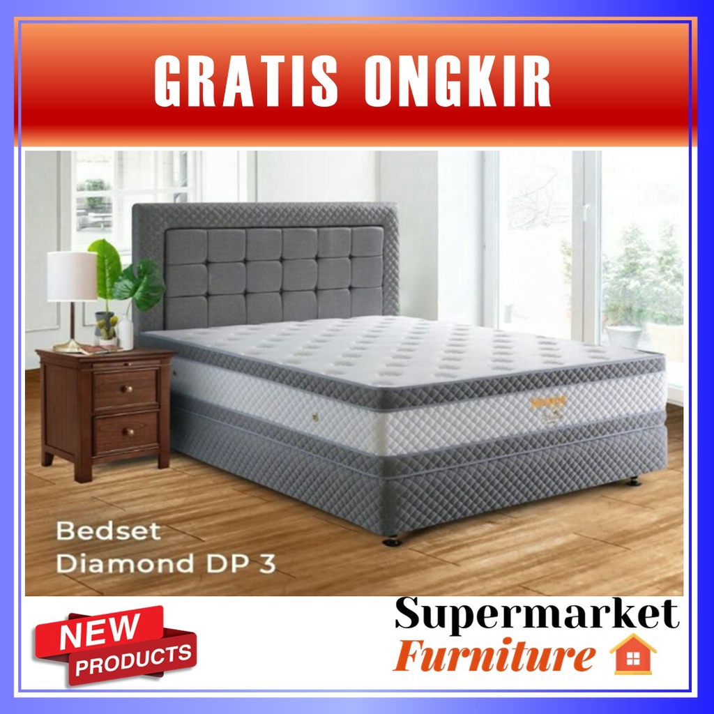 Uniland SPRINGBED UNILAND PARADISE DOUBLE PLUSHTOP DIAMOND - FULL SET