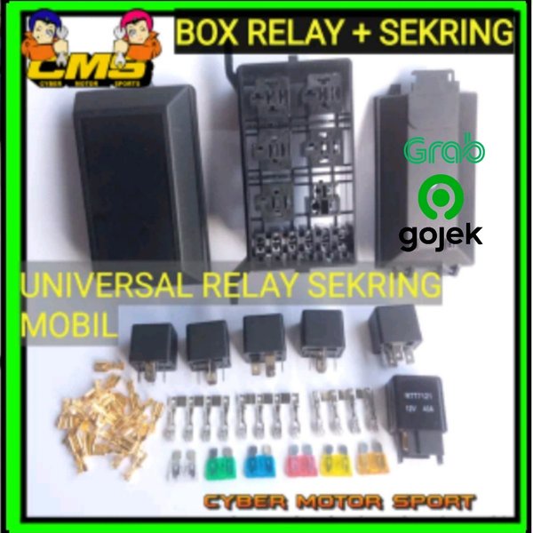Paket Relay sekring mobil universal fullset. fuse box plus relay.