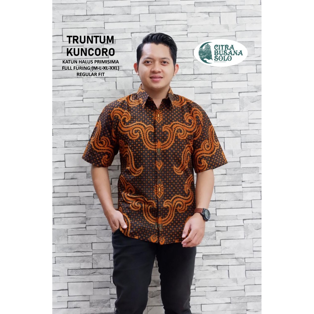 TRUNTUM KUNCORO PENDEK Kemeja Batik Pria Full Furing Bahan Katun Primisima