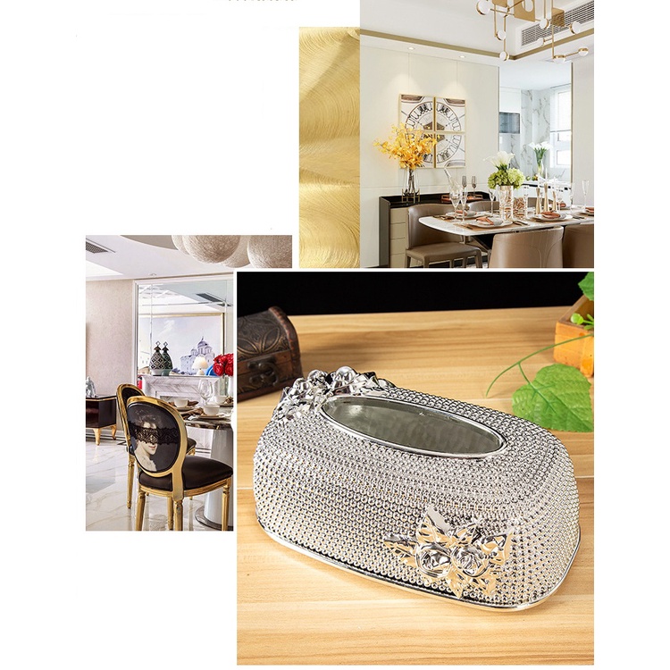 Tissue Box Gold Desktop Kitchen Pumping Tray European Acrylic Fashion KTV Hotel Tissue Box Bar Napkin Box