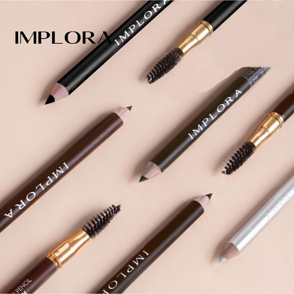 IMPLORA PENSIL ALIS 2 in 1 dengan sikat soft eye brow BPOM