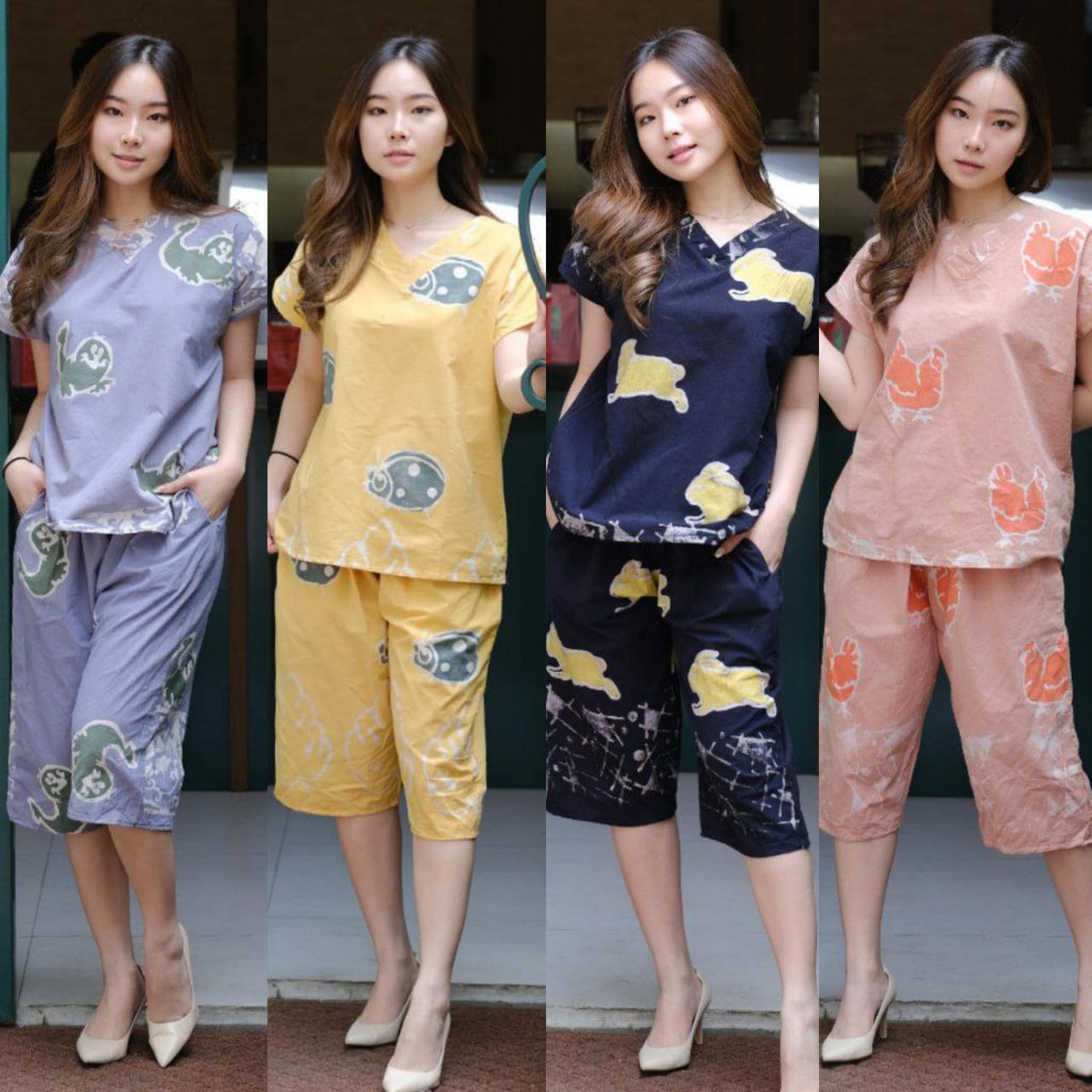 SETELAN BAJU TIDUR BATIK CELANA PENDEK WANITA FEMINIM