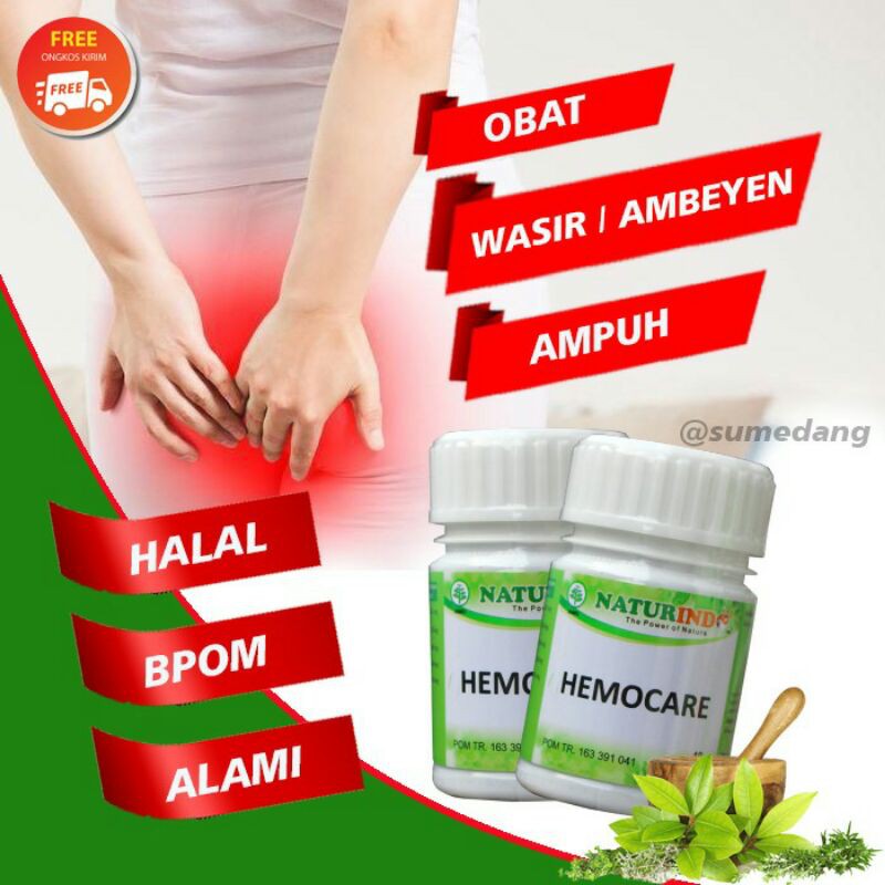 HEMOCARE obat herbal ambien ambeyen anus bengkak lecet dengan gejala susah bab panas benjolan nyeri dan radang isi 40 kapsul-6