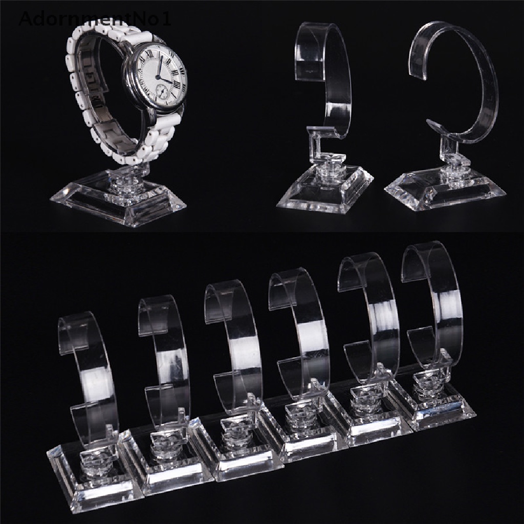 (AdornmentNo1) 2pcs / Set Stand Holder / Dudukan Display Gelang / Jam Tangan / Perhiasan Bahan Akrilik Transparan Dapat Dilepas