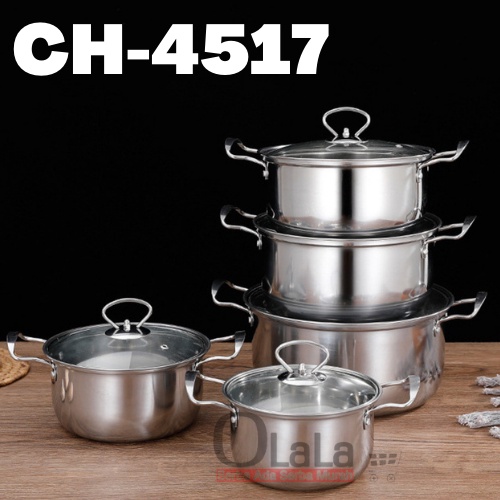 Panci dan Steamer Set Stainless Tebal '5 pcs Ch-4517