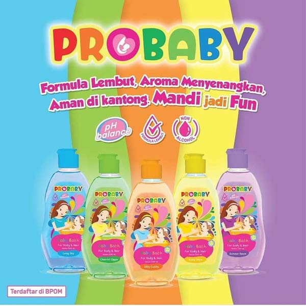 PROBABY BATH Sabun Mandi | Body &amp; Hair | Rambut | Summer Sweet | Lovely Sky | Sunny Shine | Silky Cuddle | Cheerful Giggle