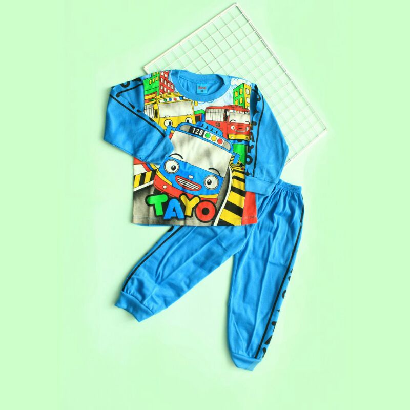 FASHION JUNIOR, Setelan Anak Motif Tayo Usia 1-5 th, Baju Anak Panjang, Celana Anak Panjang, Setelan