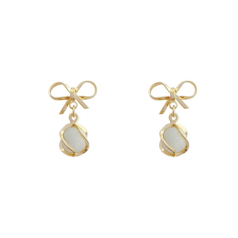 Anting Tusuk Sterling Silver 925 Model Pita Dengan Opal Untuk Wanita